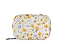 EtherSpher Yellow Little Fresh Flower Bloom medicine bag with Detachable Compartments convenient pill bag organizer for purse