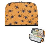 EtherSpher Yellow Spider Web Pencil Box Large Capacity Storage Bag Wide Opening Desk Organizer for Nurse Cosmetics estuche para lapices nina