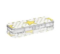EtherSpher Yellow Stars Dot Yellow Designed Clear Pencil Box Plastic Double-Deck Pens Storage Case For Art Supplies With Snap And Lid
