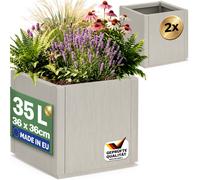 Ethica 2-Piece Planter Set, Chalk White Plastic, 36 x 36 x 35 cm
