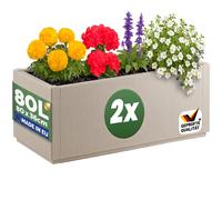 Ethica 2-Piece Planter Set, Chalk White, Plastic, 80 x 36 x 36 cm