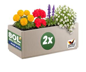 Ethica 2-Piece Planter Set, Chalk White, Plastic, 80 x 36 x 36 cm