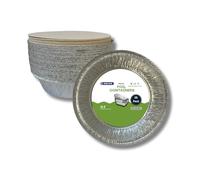 Ethica Pack No.12 | Round Aluminium Foil Food Container | 920ml | 185x172x44mm - Food Trays for Baking, Roasting, Lunch Box, Meal Prep & Takeaway (25)