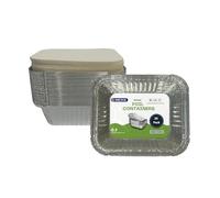 Ethica Pack No.2 | Rectangular Aluminium Foil Food Container | 470ml | 147x122x40mm - Food Trays for Baking, Roasting, Lunch Box, Meal Prep & Takeaways (Heavy, 25)