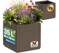 Ethica Plastic Planter Set of 2, Brown, 36 x 36 x 35 cm