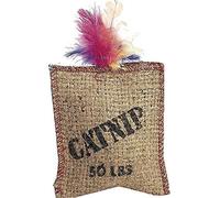 Ethical Pet Jute and Feather Sack with Catnip Cat Toy, Blacks & Grays, 4.5' (2984)