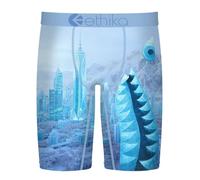 Ethika Men’s Boxer Brief, Knee Length, 4-Way Stretch Performance Underwear with Graphic Prints - BMR City of Stillness, Aqua, M