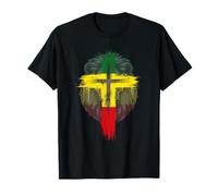 Ethiopia Flag Cross Lion Ethiopian Rastafari T-Shirt