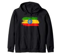 Ethiopia Flag - Ethiopia Football Flag Ethiopia Crest Zip Hoodie