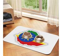 Ethiopia Flag Map Absorbent Leather Pet Tablecloth Non-Slip Dining Pad For Puppy Kitten Food Water Bowls