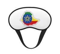 Ethiopia Flag Map Print Black Out Eye Mask for Sleeping Airplane, Sleep Mask Polyester for Home and Travel