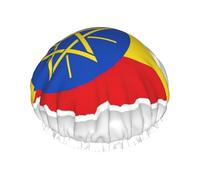 Ethiopia Flag Map Print Shower Cap, Lined Shower Cap For Women Reusable, Double Layer Waterproof Bath Cap