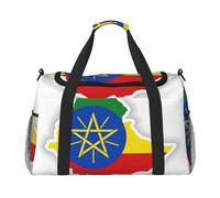 Ethiopia Flag Map print Travel Duffle Bag Gym Bag for Women,Puffer Tote Bag,Weekender Overnight Bag Organizer, Black, One Size