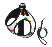 Ethiopia Flag Map printing Puppy Harness, Dog Harness and Leash Set, Soft Mesh Reflective Breathable Lightweight Vest-Style