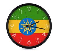 Ethiopia Flag Round Wall Clock for Living Room Kitchen Modern Silent Decorative Clocks