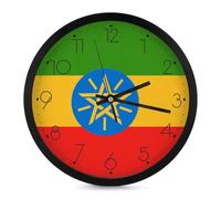 Ethiopia Flag Round Wall Clock for Living Room Kitchen Modern Silent Decorative Clocks