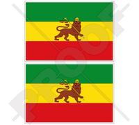 Ethiopia Former Ethiopian Lion of Judah Flag Africa 4" (100mm) Vinyl Bumper Stickers, Decals x2