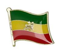Ethiopia Lion of Judah National Flag Metal Enamel Pin Badge - 1.9cm x 1.6cm - Hard Enamel Ethiopian Heritage Lapel Pin - Red Yellow Green with Imperial Lion Symbol