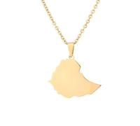 Ethiopia Map Pendant Necklace Titanium Steel Hollow Out 45cm Chain Unisex Travel Commemorative Jewelry Gift Gold Silver