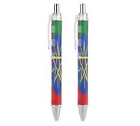 Ethiopian And U.S. Flag Ballpoint Pen Retractable 0.5mm Black Ink Ball Point Smooth Writing for Office Work Gift