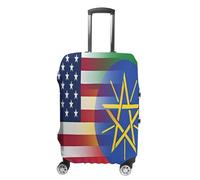 Ethiopian and U.S. Flag Luggage Case Cover Protective Suitcase Covers Anti Scratch Baggage Washable Fits 19-32 Inch M