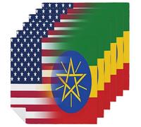 Ethiopian And U.S. Flag Soft Reusable Cloth Napkins Washable Table Napkin 18x18 Inches Decorative for Wedding Parties Christmas Thanksgiving