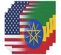 Ethiopian And U.S. Flag Soft Reusable Cloth Napkins Washable Table Napkin 18x18 Inches Decorative for Wedding Parties Christmas Thanksgiving
