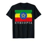 Ethiopian Flag Of Ethiopia Retro Distressed T-Shirt