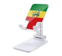 Ethiopian Rastafarian Lion Flag Foldable Cell Phone Stand for Desktop Adjustable Height Compatible with All Smartphone