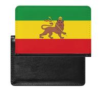 Ethiopian Rastafarian Lion Flag Passport Holder Cover Wallet Slim Travel Document Organizer Card Case for Women Men