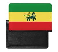 Ethiopian Rastafarian Lion Flag Passport Holder Cover Wallet with ID Card Slot Slim Travel RFID Blocking Case Protector Essentials for Women Men