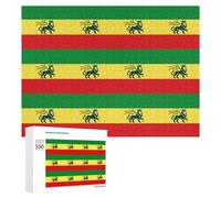 Ethiopian Rastafarian Lion Flag Wood Puzzles for Adults And Family Game Interesting Creative Gift Wooden Jigsaw Puzzle