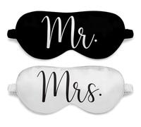 Ethisa Mr and Mrs Sleep Mask - Blindfold Wedding Games for Reception - Groom and Bride Eye Mask for Couples - Wedding Night Bride to Be Sleep Mask - Honeymoon Just Married Black and White Gift Set