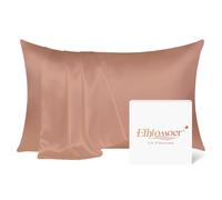 Ethlomoer 100% Natural Pure Silk Pillowcase for Hair and Skin, Both Side 19mm, Hypoallergenic, 600 Thread Count, Smooth Satin Pillowcase with Hidden Zipper, 50x75 cm (FleshPink)