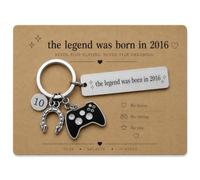 Ethlomoer 13th Birthday Keyring for Boys - Metal Gamer Key Chain with Engraved “The Legend Was Born in 2013” Pendant - Gaming Gift for 13 Year Old Son Grandson