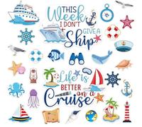 Ethlomoer 27PCS Cruise Door Magnets - Reusable Ship Decorations for Fridge, Car, Computer - 27 Count Metal Magnets