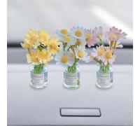 Ethlomoer 3PCS Cute Car Decor - Daisy Dashboard Figurines & Idols, Pink White Yellow - Girly Car Accessories for Women, Interior Accessories, Car Decor for Women