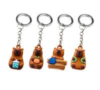 Ethlomoer 4-Pack Personalised PVC Soft Rubber Keyrings-Cute and Funny Keychains，Kawaii Shaped Capybara Keychains Set, Best Friend Birthday Gifts for Women，Funny Gift