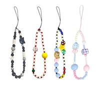 Ethlomoer 4PCS Cute Cartoon Phone Charms, Colorful Bucket Beads Charm Strap, Adorable Animal Mobile Phone Charms - Fun Accessories & Chain Strap Bracelet
