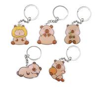 Ethlomoer 5-Pack Personalised Acrylic Keyrings-Cute and Funny Keychains，Kawaii Shaped Capybara Keychains Set, Best Friend Birthday Gifts for Women，Funny Gift