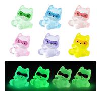 Ethlomoer 6PCS Mini Resin Animals Mixed - Noctilucent Tiny Raccoons (6 Colors) for Micro Landscape Décor, Mini Plastic Tiny Animals