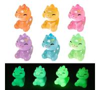 Ethlomoer 6PCS Mini Resin Animals Mixed - Noctilucent Triceratops (6 Colors) - Tiny Plastic Animals for Micro Landscape Décor