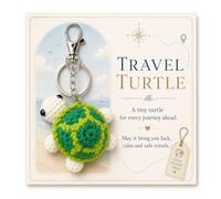 Ethlomoer Crochet Turtle Keyring Gift for Travellers - Handmade Small Travel Turtle Keychain, Cute Animal Key Chain Pendant for Backpack Purse Car Keys, Bon Voyage Present