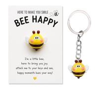 Ethlomoer Cute Bee Keyring - Little Yellow Bee Keychain with Encouragement Card, Pocket Hug & Good Luck Card - Mini Keyring for Women & Kids, Pendant Accessories (Bee-1PCS)