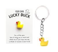 Ethlomoer Cute Duck Keyring - Little Yellow Duck Keychain with Encouragement Card, Pocket Hug & Good Luck Card - Mini Keyring for Women & Kids, Pendant Accessories