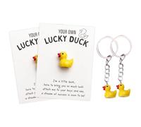 Ethlomoer Cute Duck Keyring - Little Yellow Duck Keychain with Encouragement Card, Pocket Hug & Good Luck Card - Mini Keyring for Women & Kids, Pendant Accessories (Yellow-2PCS)