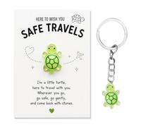 Ethlomoer Cute Turtle Keyring - Little Green Turtle Keychain with Encouragement Card, Pocket Hug & Good Luck Card - Mini Keyring for Women & Kids, Pendant Accessories (Turtle-1PCS)