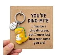 Ethlomoer Dinosaur Keyring Gift for Kids Adults - Cute Keychain with Inspirational You've Got This Message, Novelty Backpack Charm for School Teacher Friend