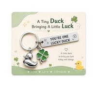 Ethlomoer Duck Keyring Good Luck Charm with Four-Leaf Clover - Encouragement Gift for Women Students, Portable Lucky Duck Keychain for Bag,Keys or Pencil Case