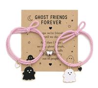 Ethlomoer Ghost Friends Forever Quote Bracelets for Women, Black White Magnetic Matching Friendship Bracelets, Pair Jewellery for Besties and Sisters
